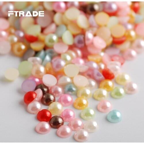 New Fashion Mixed Color Half Round ABS Imitation Pearl 2/3/4/5/6/7/8MM Flat Back 3D Beads Scrapbook Craft DIY Jewelry