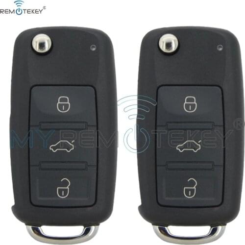 Remtekey 2pcs 3 Button Touareg 434mhz ID46 Chip 300959753AA for VW Remtekey Flip Folding New Flip Remote Car Key