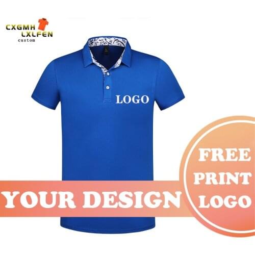 8-color POLO shirt custom summer new unisex ice silk blue and white lapel short sleeve printing DIY brand text