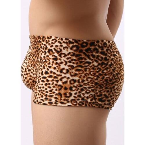 Sexy Men Underwear Leopard Boxers Shorts Man Breathable Low Waist U Convex Pouch Underpants Cueca calzoncillos ropa hombre M-XL