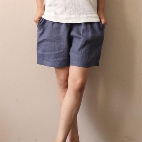 Women Shorts 5 Colour Elastic Waist 2020 Summer New Casual Women Shorts Pockets Loose Brief Linen