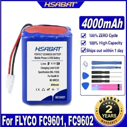 HSABAT FC9602 4000mAh Vacuum Battery for XiaoMi G1 for Panasonic MC-WRC53, for Phicomm X3, For FLYCO FC9601 Batteries