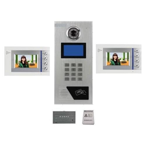 XinSILu Building Home security Video Intercom System 4.3" LCD Video Door Phone IR Home Video Doorbell For 2-Apartments 1 Doors