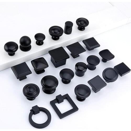 Drawer single handle black American cabinet wardrobe door handle modern minimalist small ring cabinet single hole round handle