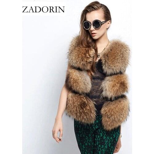 ZADORIN Autumn Winter Fashion Women Faux Fur Vest Sleeveless Raccoon Dog Fur Vests Gilet Manteau Fourrure Femme Waistcoat S-2XL