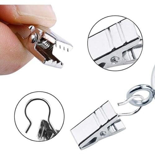 100 PCS Stainless Steel Curtain Clip Hook for Curtains Photo Home Decor Outdoor Party WIRE Bracket Curtain Accessories