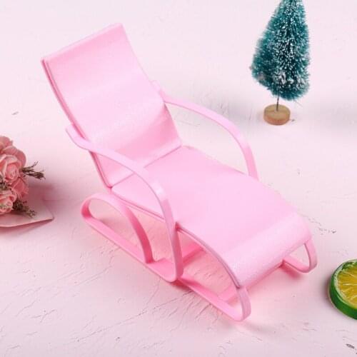 1Pc 1:6 Dollhouse Furniture Swim Foldable Deckchair Accessories Pink Beach Chair Doll House Decoration