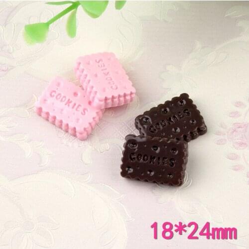 10pcs 18*24mm Simulation resin chocolate biscuit charms cookies food accessories DIY key chain refrigerator sticker butter cream