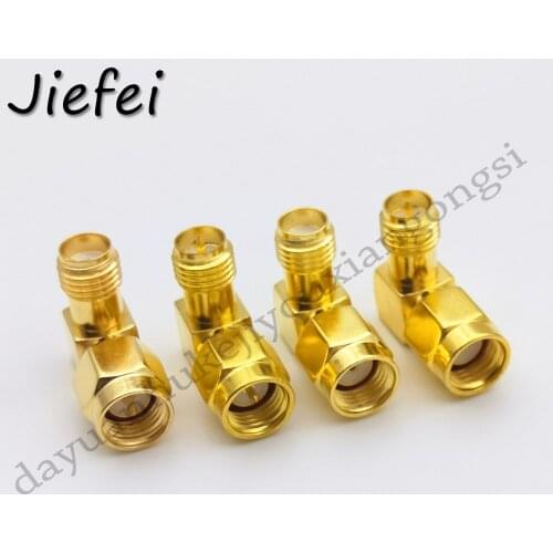 2 PCS 4 Type New ( RP ) SMA Male to ( RP ) SMA Female RF Coax Adapter Right Angle 90 degrees gold plated
