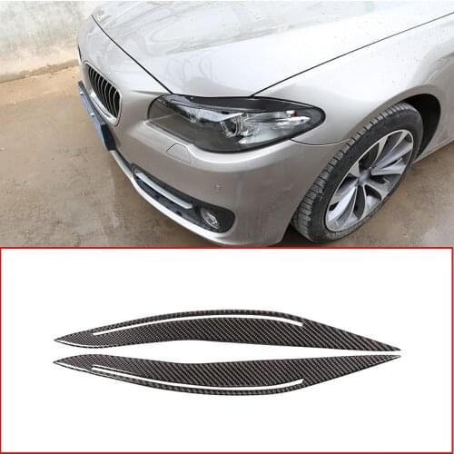 2 Pcs Soft Carbon Fiber Front Fog Lamp Decoration Strips Stickers Trim For BMW 5 Series F10 520 525 2014-2017 Car Accessories