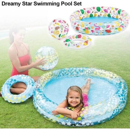 3PCS of Phantasy Star Inflatable Swimming Pool High-density PVC Material Double Inflatable Family Paddling Pool Random Color