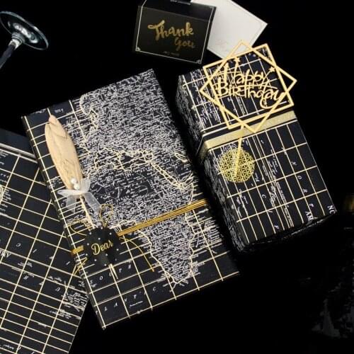 5 Sheets Northe Europe Map Gold Birthday Gift Wrapping Paper 70*50CM Retro Christmas Eve Gift Box Packing Paper