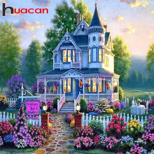Huacan Full Square /round Diamond Painting 5d Garden Diamond Embroidery Landscape Picture Rhinestone Handmade Diamond Mosaic