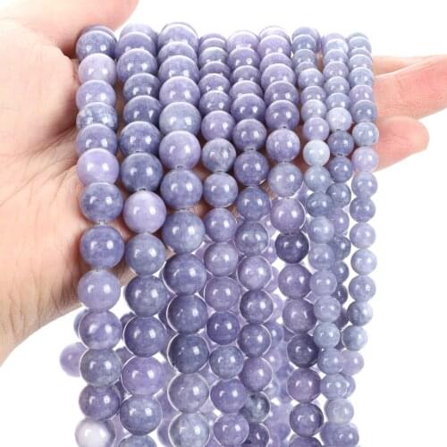 Smooth Natural Lavender Stone Beads Round Loose Spacer Beads For Jewelry Making Bracelets Necklace DIY Charm Accessories 4-12MM