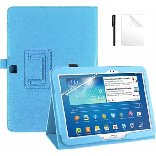 Litchee Flip Matte PU Leather Case For Samsung Galaxy Tab 3 10.1 inch P5200 P5210 P5220 GT-P5200 Tablet protective case