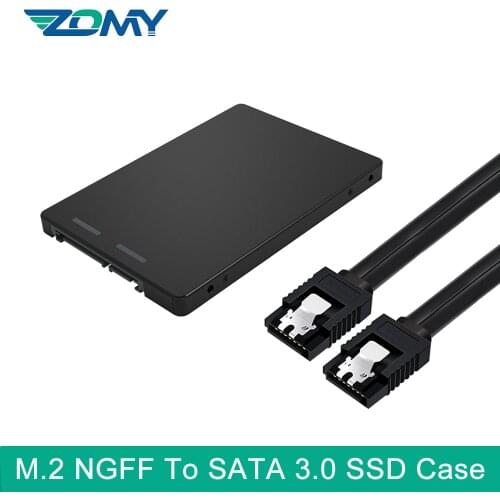 Zomy M.2 SATA NGFF To SATA 3.0 SSD Case 2.5" Box Black Portable Aluminum HDD Enclosure Adapter Card External Hard Drive Case