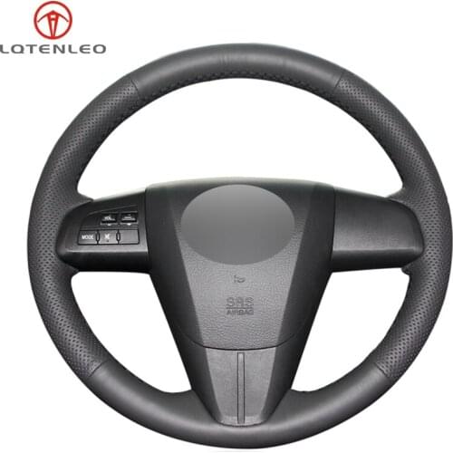 Black PU Artificial Leather Sew Car Steering Wheel Cover For Mazda 3 Axela 2010-2013 Mazda 5 Mazda 6 CX-7 CX-9 MAZDASPEED3 (US)