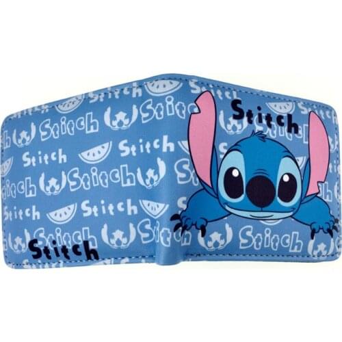Disney wallet Cartoon Stitch card holder pu coin bag Cute Cartoon Student Wallet Boys and Girls Short Wallet