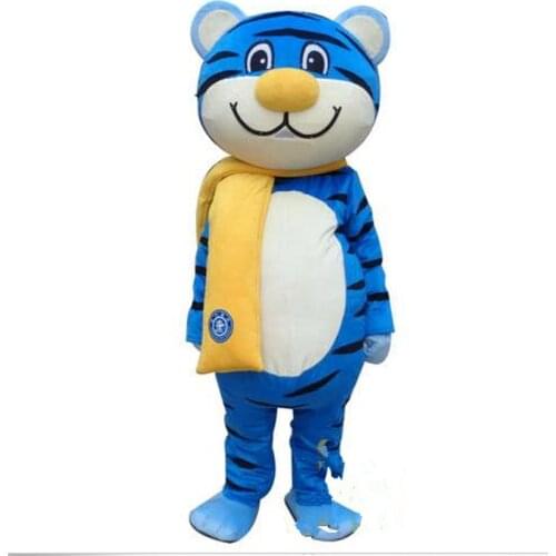 Blue Tiger Mascot Costume Cartoon Animal Christmas Adults Fancy Dress Halloween Animals & Nature Plush Winter Animal