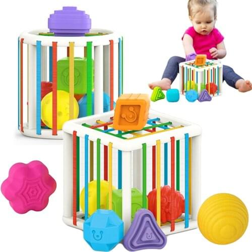 New Baby Shape Sorting Toy Motor Skill Tactile Touch Toy 10 Months To 3 Years InnyBin Soft Cube Montessori Educational Toys Gift
