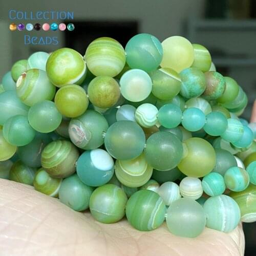 Natural Matte Green Agates Stone Spacer Round Bead For Jewelry Making 6-10 MM DIY Bracelets Accessories Wholesale 15"