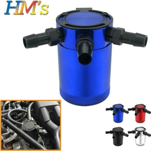 Oil Catch Can Baffled Fuel Tank 3-Port Universal Oil Breather Tank Gasoline Tank Reservoir Aluminum Gas-Oil Separator Car Auto