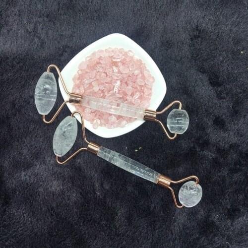 White Quartz Carved Crystal Healing Gua Sha Beauty Roller Facial Massage Stick