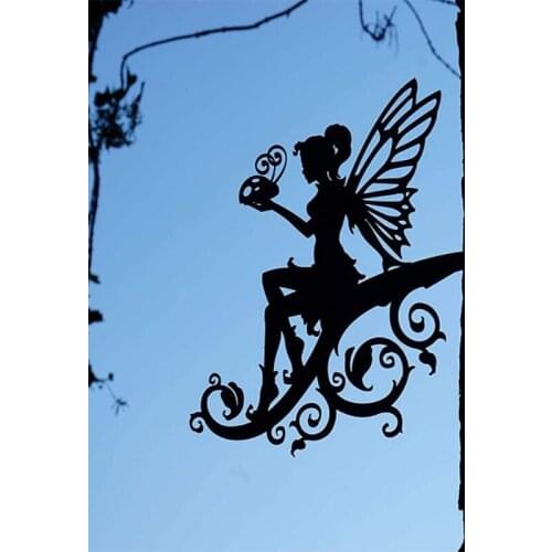 Metal Fairy Silhouette Art Fairy Garden Yard Home Decoration Lawn Backyard Tree