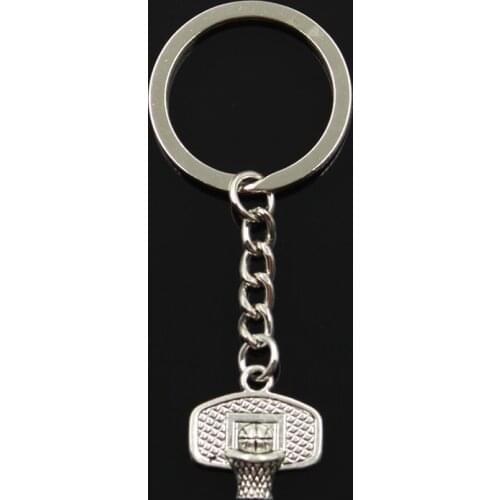 Fashion 30mm Key Ring Metal Key Chain Keychain Jewelry Antique Silver Color Plated Basketball Hoop 20x19mm Pendant