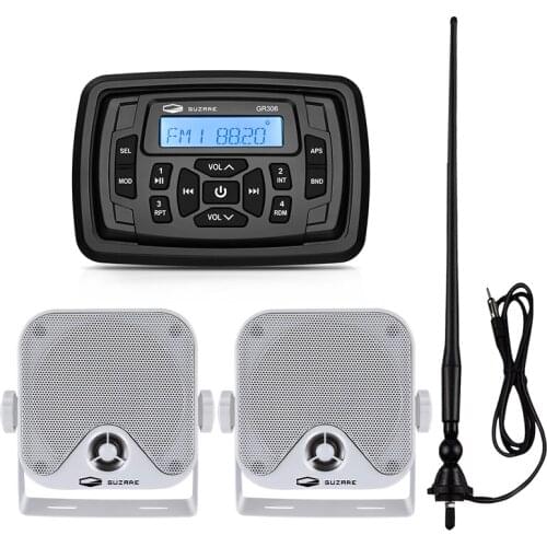 Marine Bluetooth Audio Receiver Waterproof Boat Stereo Radio Car MP3 Player+4Inch Marine Speaker For ATV SPA Yacht+AM FM Antenna