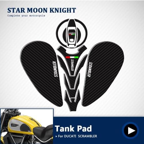 Motorcycle Real Carbon Fiber Tank Gas Cap Pad Filler Cover Tankpad Tankgrip Sticker Decals Fit for DUCATI SCRAMBLER