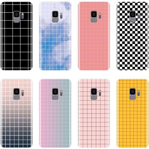 Soft Phone Case For Samsung Galaxy S5 S6 S7 Edge S8 S9 Plus Silicone Yellow Gird Pink Back Cover For Samsung Galaxy Note 4 5 8 9