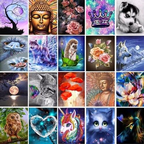 20 Pattern Round Diy Diamond Painting Cross Ctitch Kits 5D Diamond Mosaic Embroidery Flower Owl Mosaic Painting New Year Gift