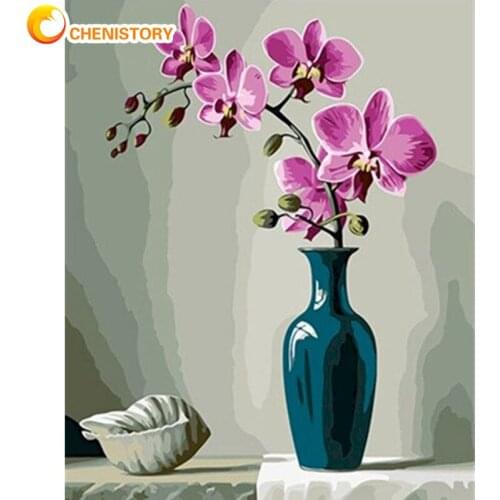 CHENISTORY Flower DIY Paint By Numbers Package Acrylic Paints Art Painting On Canvas Wall Paintings Crafts For Adults Kit Decor