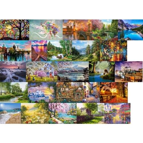 Y12027 landscape town cross stitch kit people 18ct 14ct 11ct count print canvas stitches embroidery DIY handmade needlework