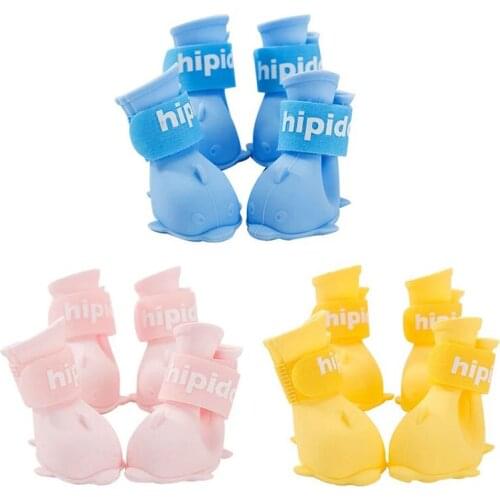 4Pcs Pet Dog Rain Shoes Anti Slip Waterproof Cat Anti-Scratch Shoe Rubber Boots Puppy Chihuahua Outdoor Footwear Pets Supplies