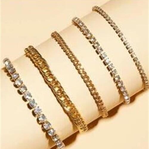 51596 hanzhishang new claw chain full diamond foot chain creative simple temperament five piece set foot chain