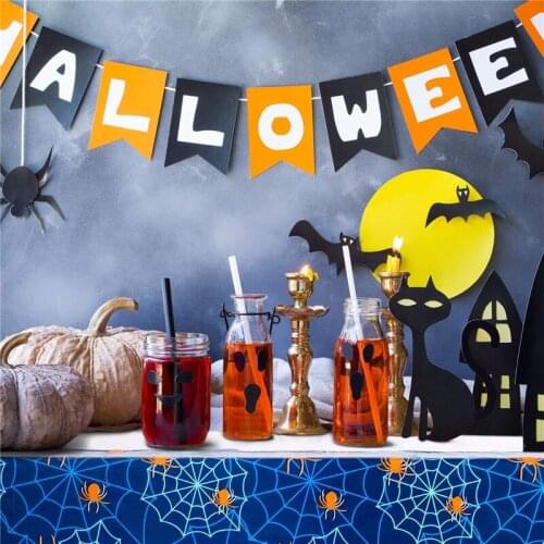 Halloween Party Decoration Halloween Night Disposable Tableware Tablecloth Paper Plates Napkins Banners Home Party Supplies zz07