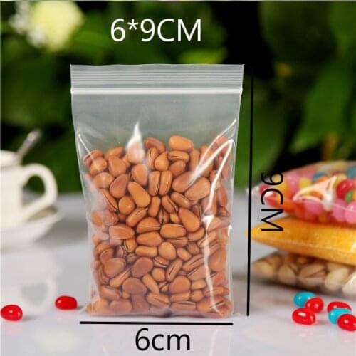 Wholesale 200pcs/lot 6x9cm Clear Zip Lock Pouch Bag Recyclable Thick Plastic Ziplock Bag Cute Charms Jewelry Packaging Bags