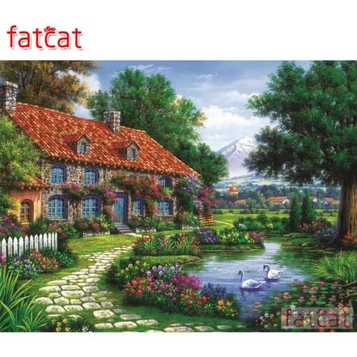 FATCAT Country hut scenery 5d diy diamond painting cross stitch full square round diamond embroidery sale wall decoration AE3109