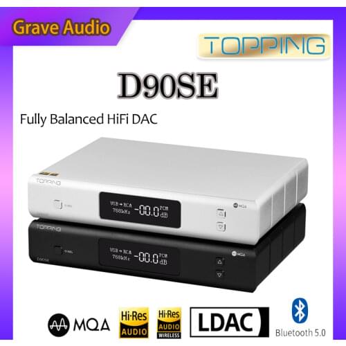 TOPPING D90SE ES9038Pro MQA DAC Bluetooth 5.0 DSD512 PCM768kHz Fully Balanced HiFi Decoder