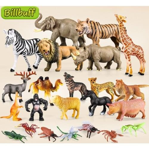 Hot Wild Jungle Zoo Animal Figures Plasti Action Model Tiger Panda Lion Collection Model Doll Educational Toys for children Gift