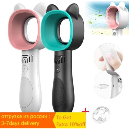 Xiaomi Youpin Handheld Bladeless Electric Fan Mini USB Rechargeable Cooler Portable Small Fan Handheld Cute Cat Leafless Fan