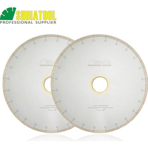 SHDIATOOL 2pcs 350MM/14" Diamond Blades Ceramic/Tile Sawblade With Hook Slot Diamond Cutting Disc Bore 60mm With 50mm washer