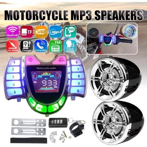 DC12V Motorcycle Studio Audio Sound System Stereo Speakers FM Radio MP3 Music Player Scooter Motorbike Alarm Speaker Accessories