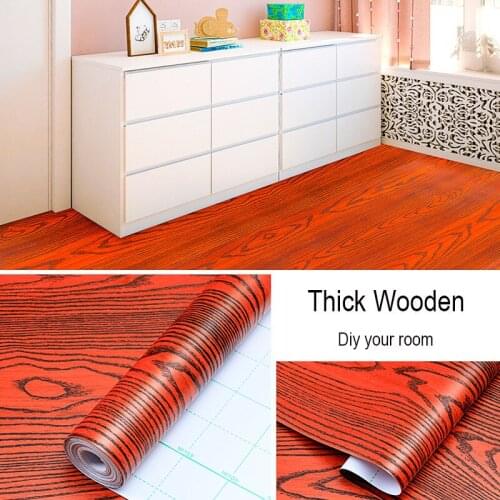 Thick Red Wood Grain Floor Stickers Waterproof Self-adhesive Sticker For Bathroom Living Room Toilet Kitchen Home Floor Decor