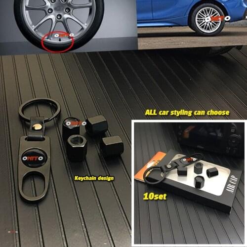 10set Leather keychain New Metal Wheel Tire Valve Caps Stem For fiat seat saab Nissan toyota lexus Hyunda fit All Car model