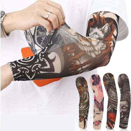 Unisex Outdoor Cycling Sleeves 3D Tattoo Printed Arm Warmer UV Protection MTB Bike Bicycle Sleeves Arm Protection Ridding Sleeve