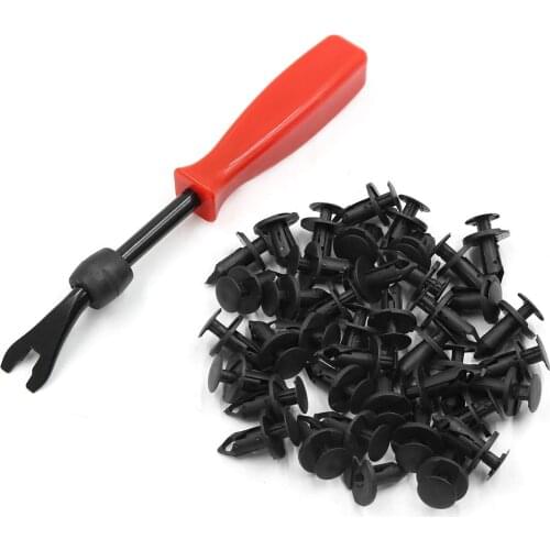Uxcell 40pcs 10mm Plastic Rivets Bumper Fender Clips Trim Panel Fasteners Automotive Expansion Screws w Remover Removal Tools