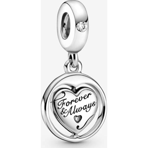 Free Shipping 925 Sterling Silver Spinning Forever Always Soulmate Dangle Charm Fit Original Pandora Bracelet For Women Jewelry